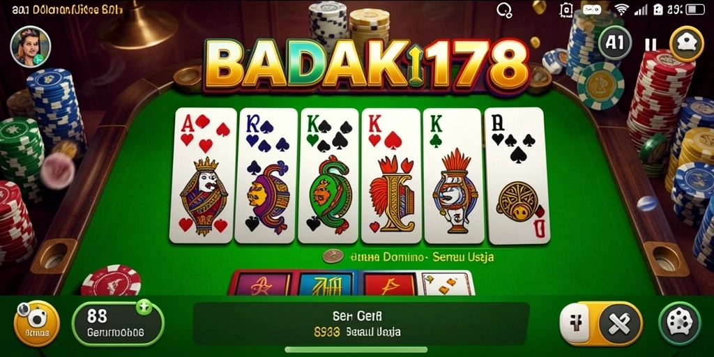 Screenshot utama BADAK178 menampilkan pemain yang asyik bermain Domino.