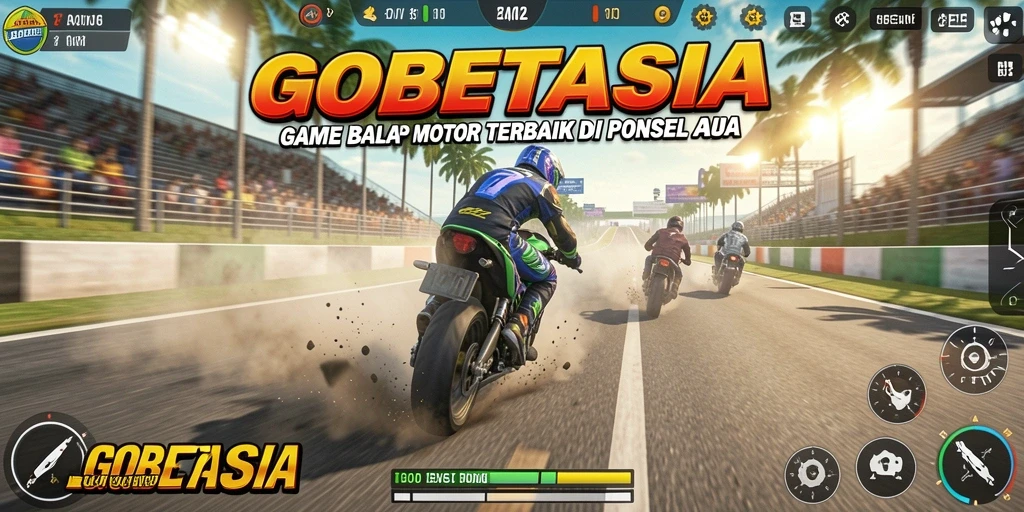 Tampilan gameplay GOBETASIA dengan balapan motor yang seru dan grafis yang memukau.