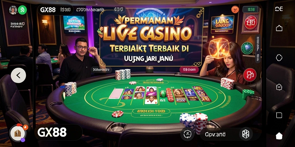 Tampilan layar penuh gameplay Live Casino yang menarik di GX88.