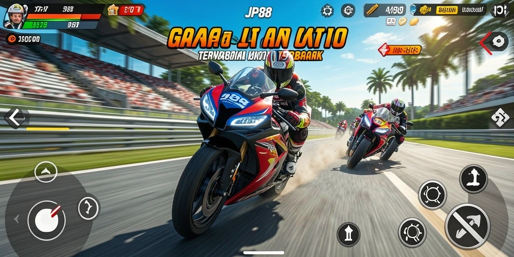Screenshot JPS88 menampilkan aksi balap motor yang mendebarkan.
