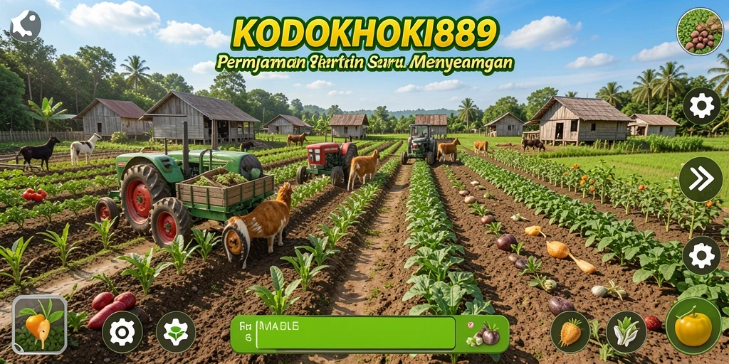 Gameplay seru dalam KODOKHOKI889, tampak kebun yang penuh warna.