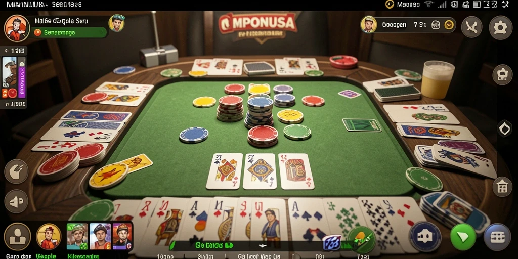 Screenshot gameplay MPONUSA yang menunjukkan permainan Gaple yang seru.
