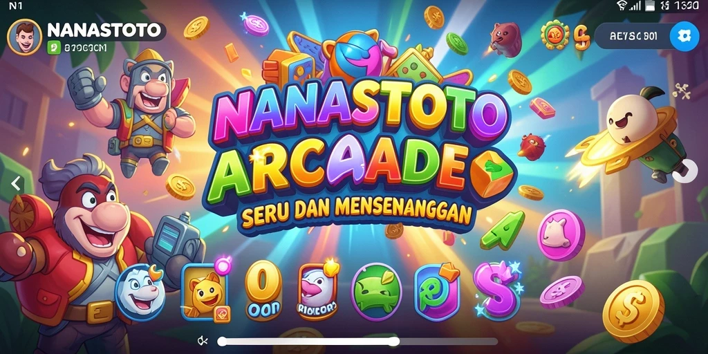 Tampilan gameplay seru dari NANASTOTO dengan karakter penuh warna.